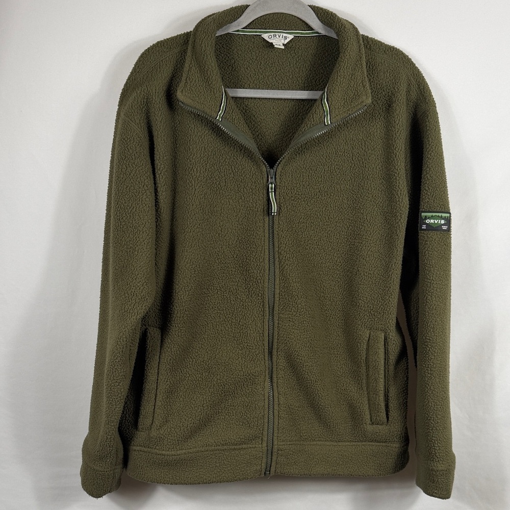 Orvis Men’s Forest Green Fleece Jacket. Size M. Full Zip. Pockets inside and out